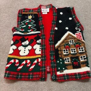 Vintage Heartworks Christmas Sweater Vest Made in USA kids small 0451